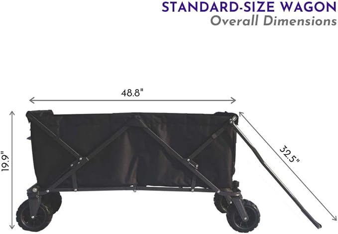 Impact Canopy Folding Collapsible Utility Wagon with All-Terrain Wheels, Black