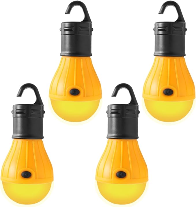 KINUR Sleep Aid Camping Light Bulbs Soft Amber Yellow Color Bug Resistent Portable Hanging Lantern for Kids,Baby,Camping,Hiking,Fishing,Decoration,Gift.(Batteries Not Included)