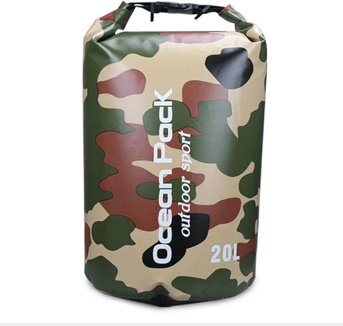 Outdoor Dry Sack/Floating Waterproof Bag 2L/3L/5L/10L/15L/20L/30L for Boating, Kayaking, Hiking, Snowboarding, Camping, Rafting, Fishing and Backpacking (Camouflage, 20L)