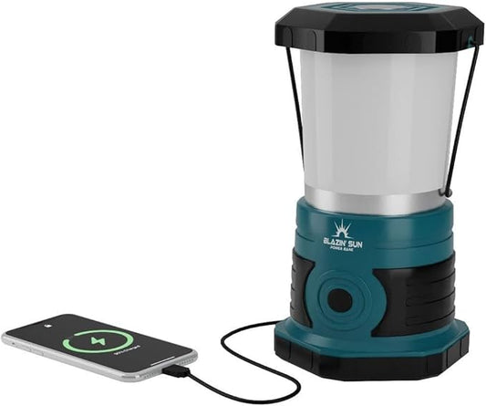 Blazin' Sun 1500 Lumen | Led Lanterns Rechargeable with Power Bank | Hurricane, Emergency, Storm, Power Outage Light | 85 Hour Runtime (Teal)