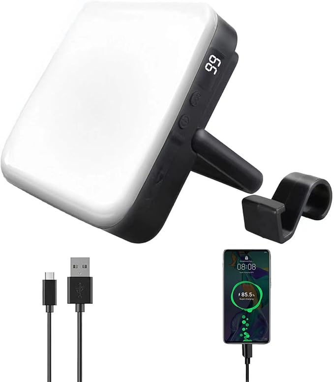 Ultimate LED PowerLight - 3-in-1 Adjustable Colors, Smart Battery Indicator, SOS Beacon, Black, Camping Gear Essentials