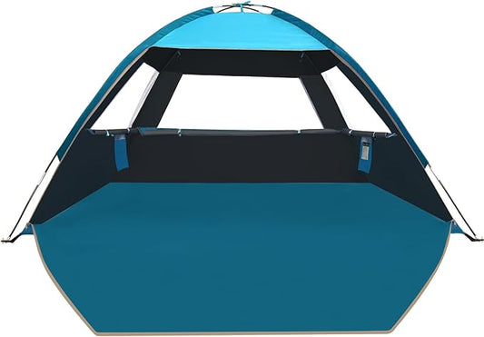 COMMOUDS Beach Tent Sun Shade for 3/4-5/6-7/8-10 Person, UPF 50+ Beach Sun Shelter Canopy Tent, Lightweight, Easy Set Up and Carry