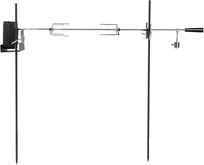 onlyfire Barbecue Rotating Cordless Dual Post Open Fire Spit Rotisserie Grill System with 38 Inch Spit Rod