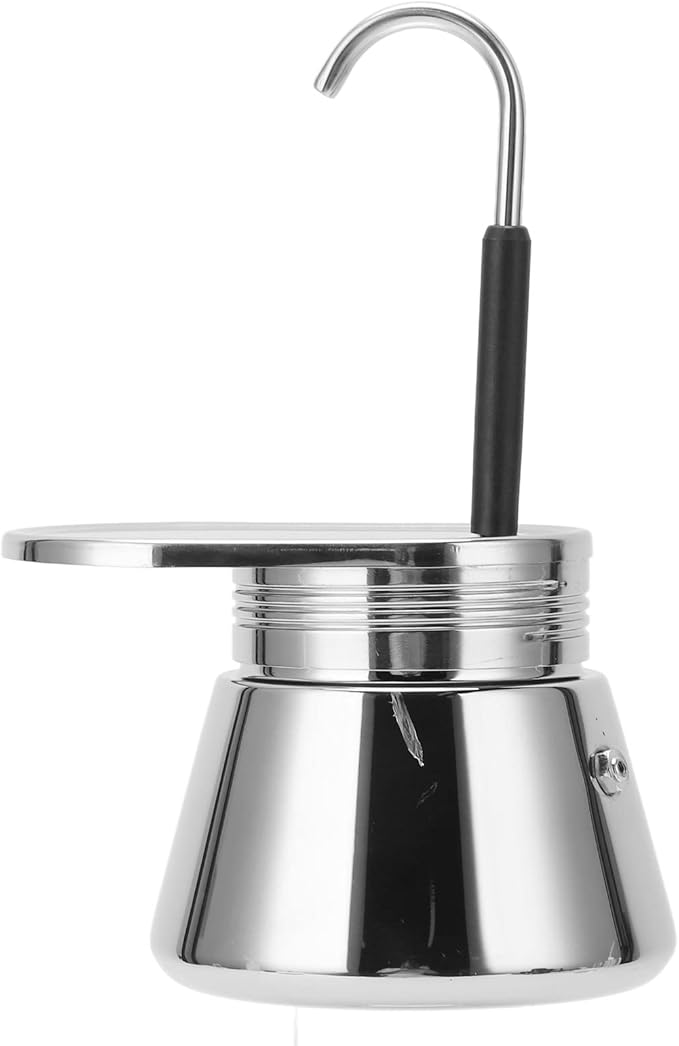 Single Spout Mocha Pot, Stainless Steel Espresso Maker Coffee Pot Lightweight Cafe Maker Portable Outdoor Camping Brewed Coffee Cup for All Electric Ceramic Gas Stovetops(200ml)
