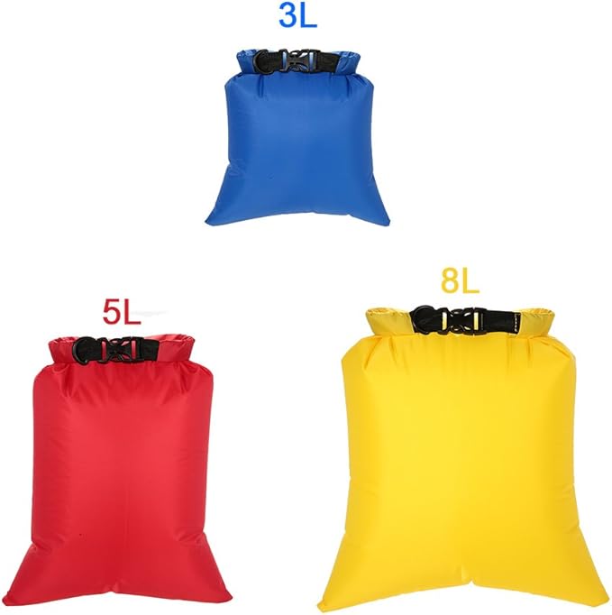 Lixada Waterproof Dry Bags, 3/5/6 Pack Ultimate Dry Sack - 3L+5L+8L Lightweight, Roll Top Outdoor Dry Sacks for Kayaking Camping Hiking Traveling Boating Water Sports