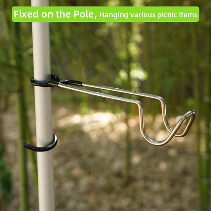 Outdoor Camping Lantern Hook for Tent lamp Hanger, Bird feeders, Garden Lights, Heavy Duty Outdoor Light Hook - Sturdy and Non Slip Pole Hook for Yard lightings, Hanging Light, Decor, 2*PCS