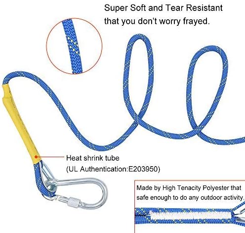 X XBEN Outdoor Climbing Rope 10M(32ft) 20M(64ft) 30M(96ft) 50M(160ft) 70M(230ft) 152M(500FT) 352M(1000FT) Static Rock Climbing Rope for Escape Rope Ice Climbing Equipment Fire Rescue Parachute