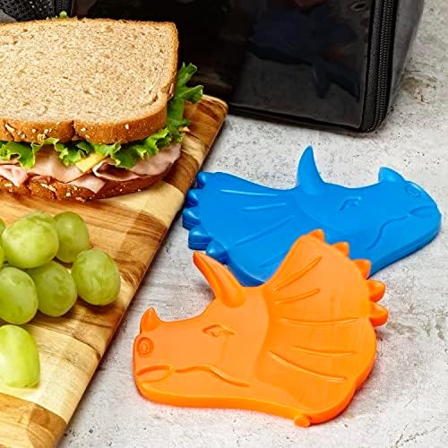 Fit & Fresh Cool Coolers Kids Lunch Box Ice Packs, Slim Ice Packs for Lunch Bags, Lunch Ice Packs Reusable-Multicolored 12 Pack Dino