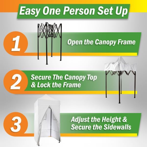Pop Up Changing Tent - 46.5” Steel Frame Canopy Sun Shelter Pool Cabana, Portable Changing Room, or Privacy Tent for Camping Toilet or Portable Shower - Camping Essentials by Wakeman Outdoors (White)