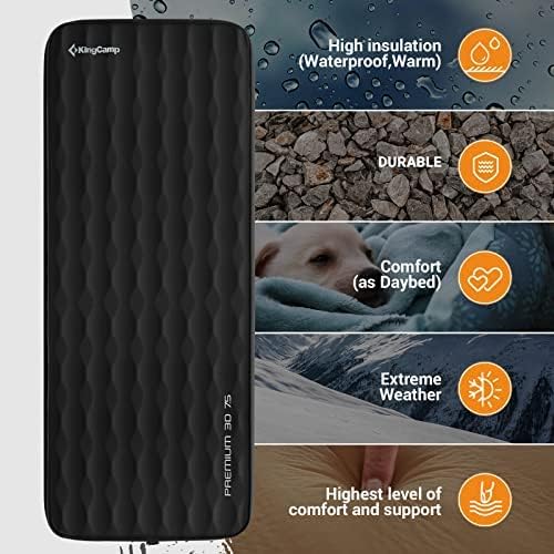 KingCamp Self Inflating Sleeping Pad for Camping Ultra Thick Double Single Foam Mattress High R Value Camping Air Pad Mat, Multi Colors & Sizes