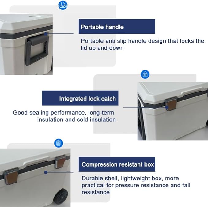 48 Quart Camping Cooler，Portable Cooling Box，Suitable for BBQ, Camping, picnics, and Other Outdoor Activities