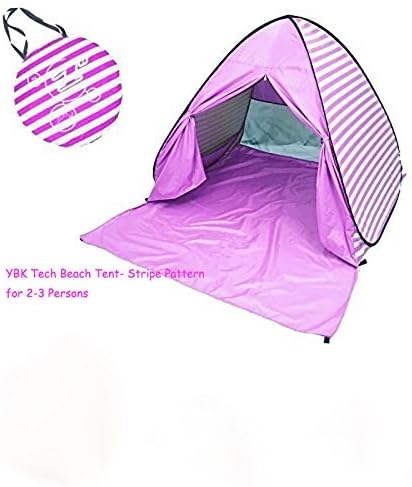 YBK Tech New Stripe Style Automatic Pop Up Beach Tent UV Protection Instant Portable Quick Cabana Sun Shelter for 2-3 Persons (Pink)