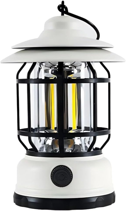 Rechargeable Camping Lantern,Outdoor Camping Light with USB Charging Port,Fearless of Wind and rain,Suitable for Garden,Courtyard,and Lawn Use(White)