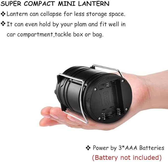 Lantern Camping Essentials Lights, Led Flashlight for Power Outages, Tent Lights for Emergency, Survival Gear and Supplies for Hurricane, Battery Operated Lamp, 2 Pack, Black