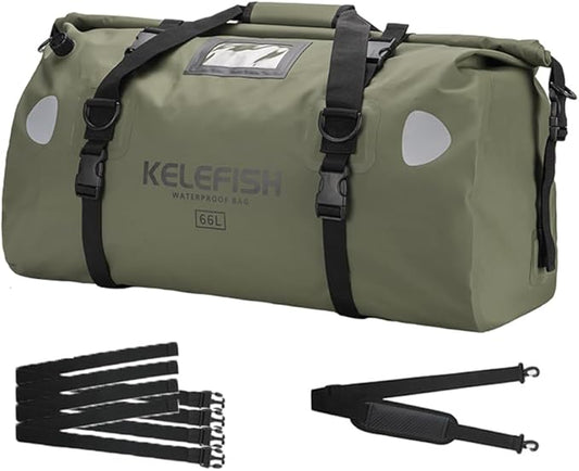 Waterproof Duffel Bag 20L 40L 66L Motorcycle Travel Dry Bag with Quick-fixed Straps for Motorcycling, Kayaking, Rafting, Boating, Camping