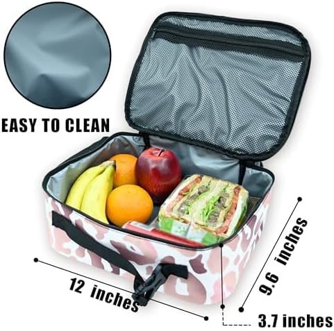 Leopard Lunch Bag Insulated Reusable Lunch Box Kids Girls Boys Cooler Thermal Tote Bag For Men Women School Work Picnic