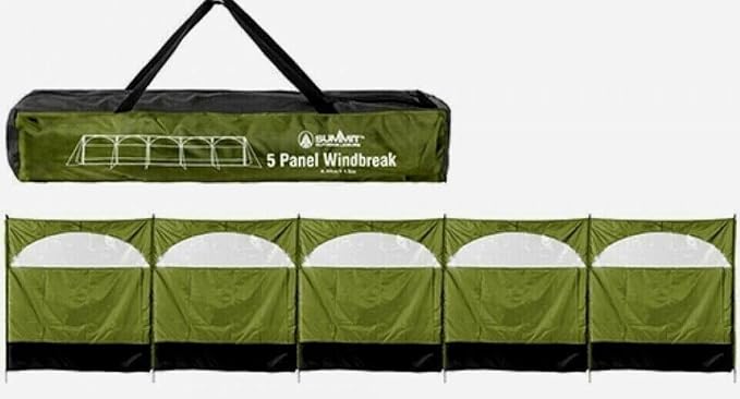 Windbreaker Wind Privacy Screen Camping Blocker 5 Panel Garden Beach Wind Shield 5ft High x 27.4ft Long (1 Forest Green)