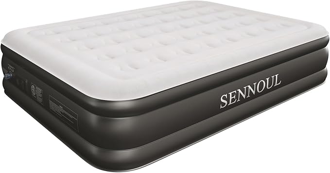 Air Mattress Queen with Built in Pump - Upgraded Blow Up Bed,2 Mins Quick Self Inflatable and Deflate, 18"/650lbs Max, Strong Support, Flocked Top, Puncture Resistant, for Camping,Home,Guests