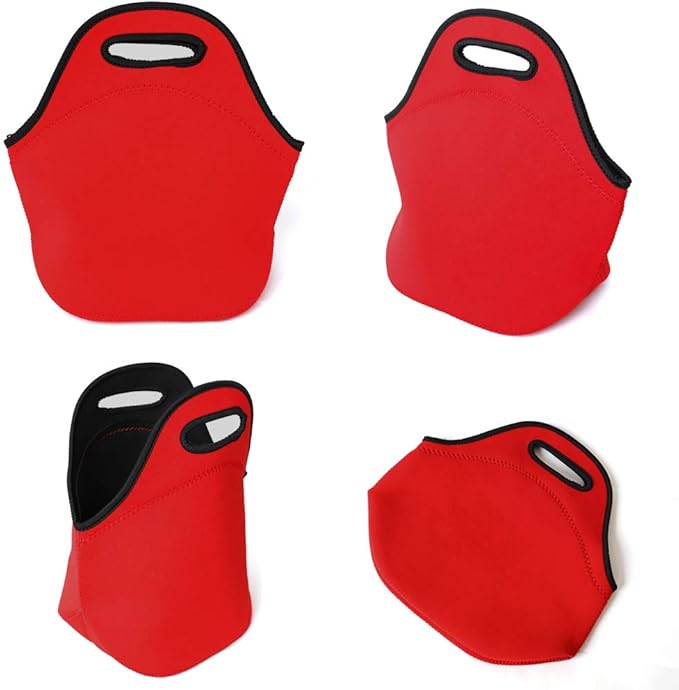 LOVAC Neoprene Lunch Bag, Thick Insulated Lunch Bag - Durable & Waterproof Lunch Tote With Zipper For Outdoor Travel Work(Red)