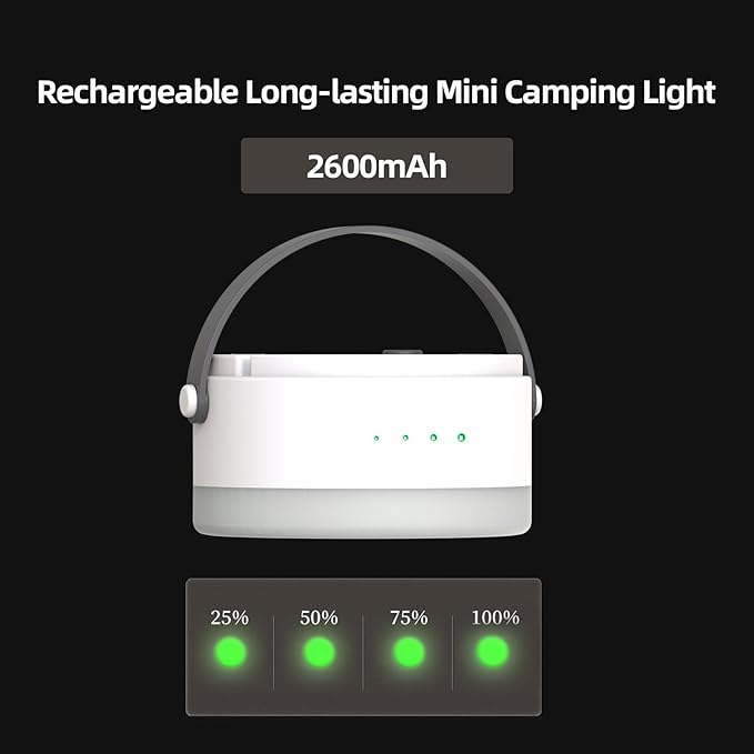Hanging Camping Tent Light with Stepless Dimming & Magnetic Base, USB-C Rechargeable LED Lantern for Outdoor Glamping, Emergencies, Indoor Outages (Portable Waterproof, Power Bank Function)