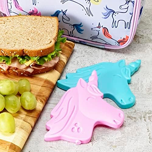 Fit & Fresh Cool Coolers Kids Lunch Box Ice Packs, Slim Ice Packs for Lunch Bags, Lunch Ice Packs Reusable-Multicolored 12 Pack Unicorn