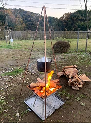 CAMPINGMOON Camping Campfire Tripod with Carrying Bag Portable Lightweight Aluminum 41.3-inch Height Stainless Steel Chain