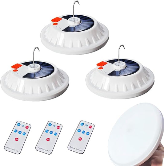 LED Camping 120 LED Tent Solar Lantern Lights 6000LM 5 Mode USB Rechargeable Remote Control Portable Light Tent Hanging Flashlight Outdoor Fishing Emergency Courtyard Garden 3 Pack