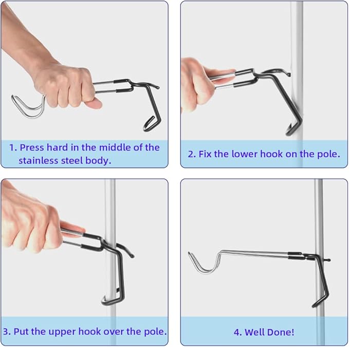 Outdoor Camping Lantern Hook for Tent lamp Hanger, Bird feeders, Garden Lights, Heavy Duty Outdoor Light Hook - Sturdy and Non Slip Pole Hook for Yard lightings, Hanging Light, Decor, 2*PCS