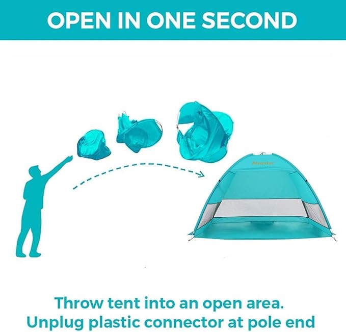 Alvantor Beach Tent Beach Umbrella Outdoor Sun Shelter Cabana Automatic Instant Pop-Up UPF 50+ Portable Beach Shade Camping Fishing Hiking Canopy Easy Set Up Light Weight Windproof for 2-3 Person
