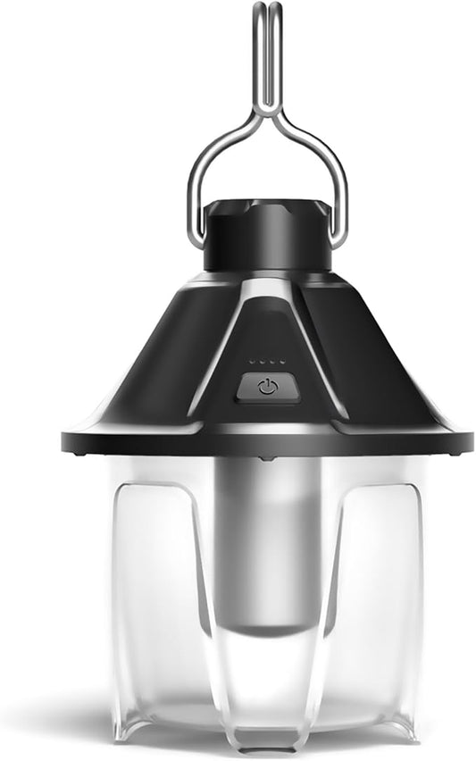 LED Camping Lantern Rechargeable, Waterproof Survival Camping Light, Portable Lantern Flashlight Tent Light with 5 Light Modes for Hurricane, Hiking, Camping, Power Outages (Black)