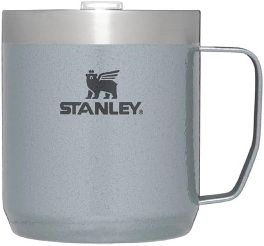 Stanley Stay-Hot Camp Mug 12 oz | Press Fit Drink Through Lid | Cup for Coffee, Tea and Drinks | Insulated Stainless Steel Coffee Mug | BPA-Free | Hammertone Silver