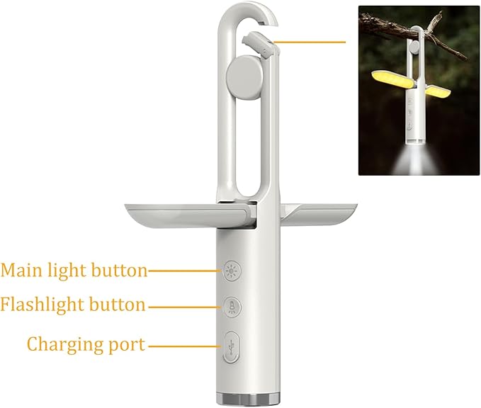 LED Camping Light, JMKMGL Foldable Rechargeable Light Built-in 2400mAh Battery, 5 Mode, Multifunctional Emergency Light with Flashlight and SOS Function for Camping Fishing Hiking and Travel