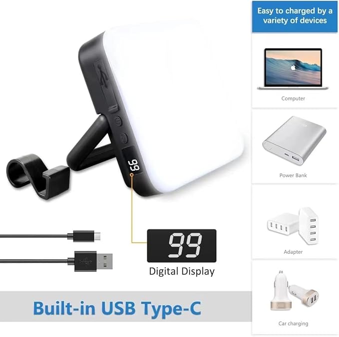 Camping Lantern, 100LED with 4 Brightness, Up to 1000LM, Rechargeable for 120hrs, Power Bank, IPX4 Waterproof, Small & Light, Emergency Light for Blackout, Hurricane, Hiking,Power Outages