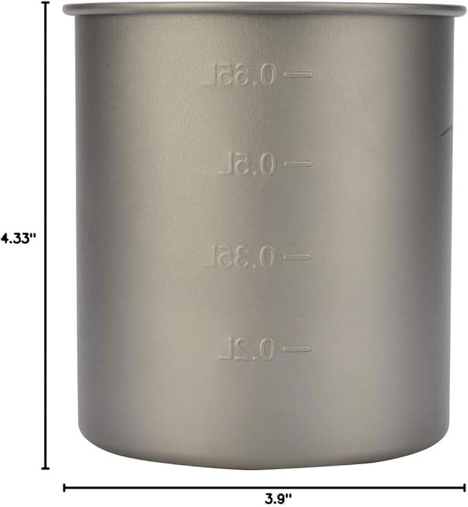 250ml-900ml Titanium Cup Camping Mug Foldable Handle Titanium Pot with Lid