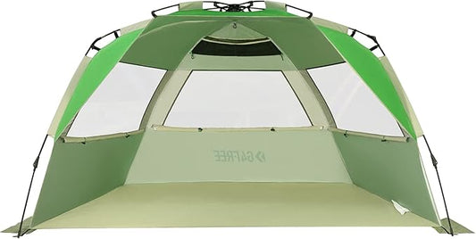 G4Free Easy Set up Beach Tent Deluxe XL, Pop up Sun Shelter for 3-4 Persons with UPF 50+ Protection Beach Shade with Extended Floor