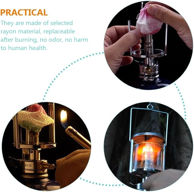 EXCEART 12pcs Gas Lantern Mantles Replacement for Outdoor Camping Lightweight Odorless Easy to Install Suitable for Propane and Kerosene Lamps for Hiking and Long-Term Use