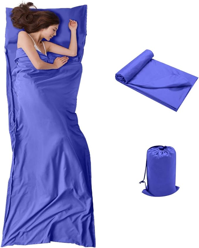 Travel and Camping Sheet Sleeping Bag Liner - Lightweight Compact and Portable Adult Sleeping Bag - Ideal for Traveling,Hostels and Camping