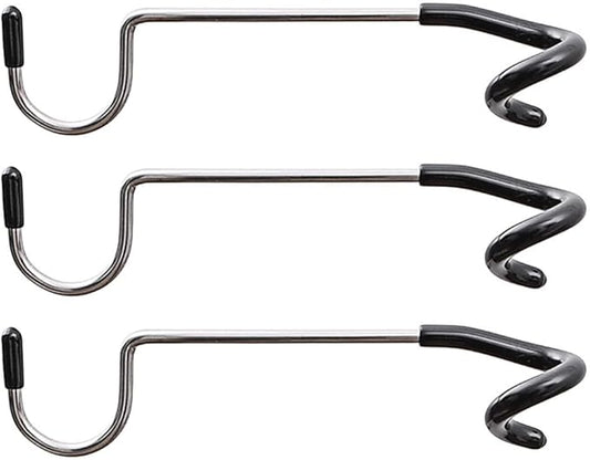 3Pcs Outdoor Camping Lamp Pole Hooks, Non-Slip Portable Multi-Functional S Hooks for Tent Light, String Lights, and Outdoor Hanging, Steel and Rubber