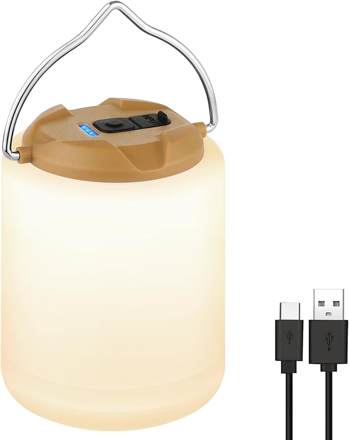 LED Camping Lantern, Rechargeable Camping Light, 4 Modes Outdoor Flashlights Lanterns with 1000LM, Water Resistant Portable Emergency Camp Light for Hurricane Hiking Survival Kits - Khaki