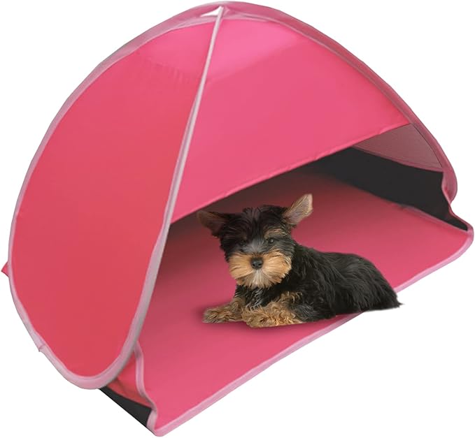 Pop Up Beach Sun Shade, 1-Pack Mini Sun Shelter Tent for Anti-UV Windproof Camping Picnic Fishing Bench, Rose Red-Painted Silver, L