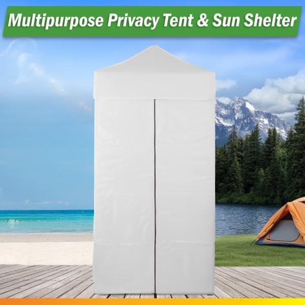 Pop Up Changing Tent - 46.5” Steel Frame Canopy Sun Shelter Pool Cabana, Portable Changing Room, or Privacy Tent for Camping Toilet or Portable Shower - Camping Essentials by Wakeman Outdoors (White)