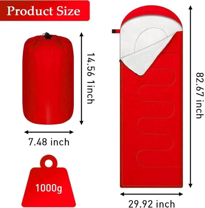 Camping Sleeping Bags for Adults Kids Portable Waterproof Lightweight Sleeping Bag 4 Seasons Winter, Fall, Spring, Summer Backpacking Hiking Mountaineering Indoor Outdoor Use