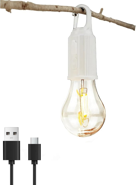 Camping Lights Rechargeable, Hanging Tent Lights Bulb with Hook, Timer Function, 3 Lighting Modes Tent Lamp for Camping, Hiking, Backpacking, Emergency Outage