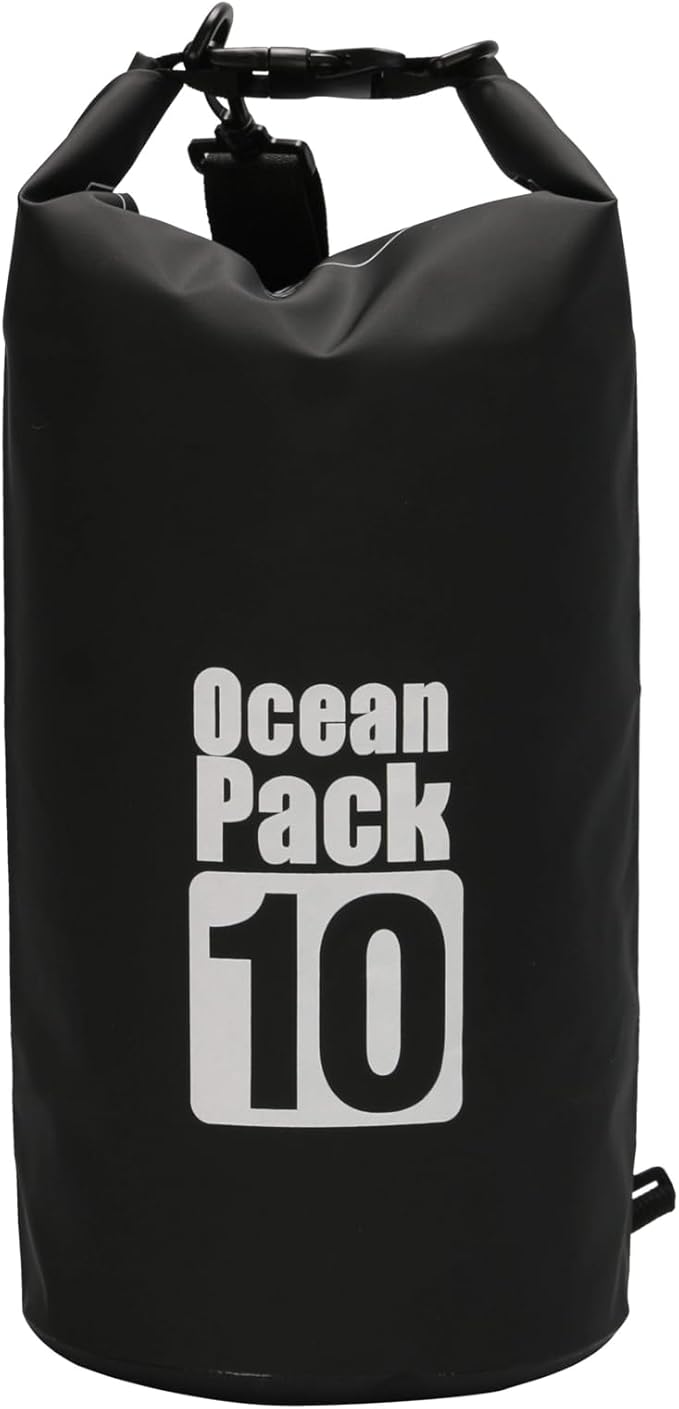 Waterproof Dry Bag 10L Custom PVC Sack Rafting Camping Hiking Backpack Kayak Sport Beach Gear Dry Bag (Black)