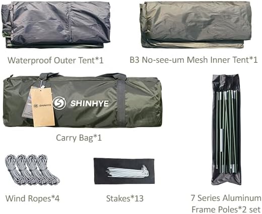 Backpacking Tent for Camping 2/3/4 Person Hiking Ultralight Tent for Waterproof Windproof Outdoor Tents Easy Setup Two Doors Double Layer Lightweight Instant Tents