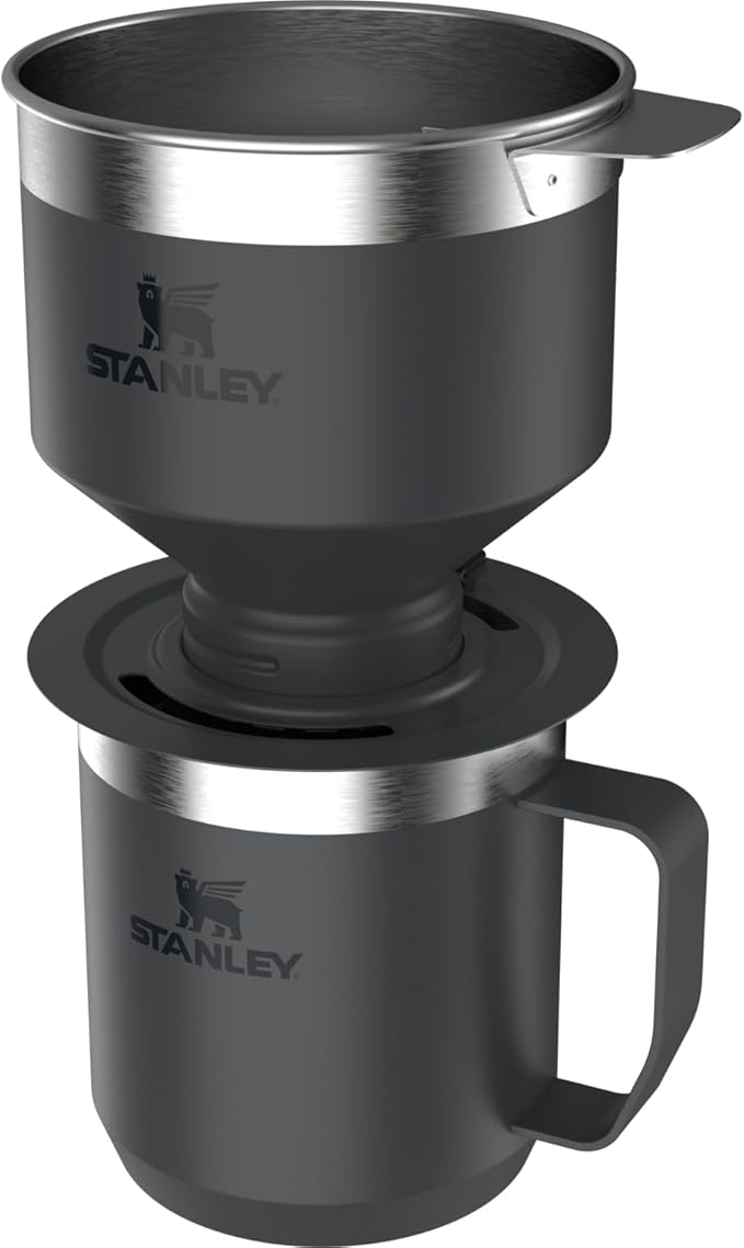 Stanley Perfect Brew Pour Over Set | 20oz/12oz Camp Mug with Lid Included | Drip Coffee Maker with Reusable Filter | Insulated Stainless Steel | BPA-Free | Black 2.0