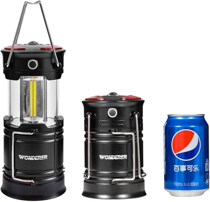WONDERER 2 Pack Rechargeable led Lanterns,4-in-1 Camping Lantern with USB Cable and Battery Operated, Portable Collapsible Flashlight with Magnetic Base