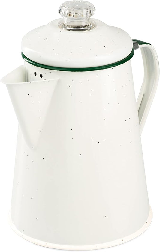 GSI Outdoors Percolator Coffee Pot | Enamelware Campfire Coffee Boiler Kettle for Outdoor Camping Cookware, Cabin, RV, Kitchen, Hunting & Backpacking
