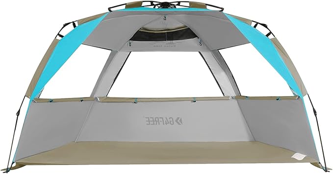 G4Free Easy Set up Beach Tent Deluxe XL, Pop up Sun Shelter for 3-4 Persons with UPF 50+ Protection Beach Shade with Extended Floor