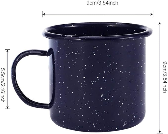 2 pcs 16oz Outdoor Mugs - Enamel Coffee Tea Camping Cup Mugs - Portable & Reusable (Blue-2 pcs)